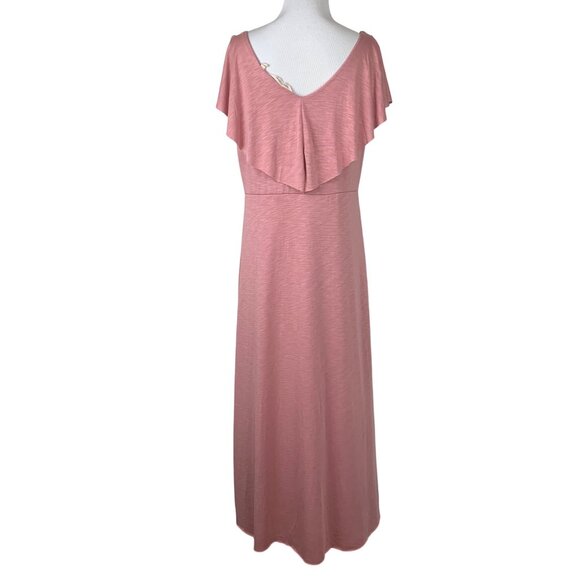 Soft Surroundings Pink Maxi Dress Medium V-Neck Ruffle - Picture 5 of 10